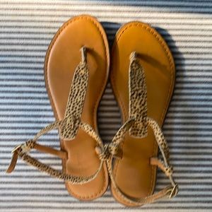 Leopard print flat sandals worn twice